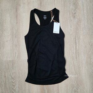 Quince Seamless Ruched Racerback Tank Top Black Size Small New With Tags